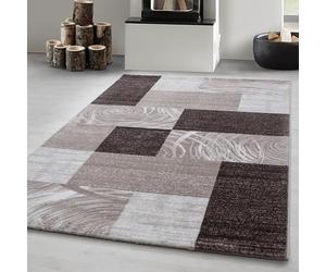 Carpetsale24 Alfombra para salón, 140 x 200 cm, color marrón, moderna, abstracta, diseño a cuadros, pelo corto, dormitorio, comedor, cocina, habitación juvenil, lavable, fácil cuidado, extrasuave