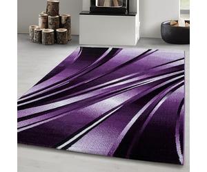 Carpetsale24 Alfombra para salón, 160 x 230 cm, color lila, moderna, abstracta, diseño de ondas abstractas, pelo corto, dormitorio, comedor, cocina, habitación juvenil, lavable, fácil cuidado