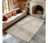 Carpetsale24 Alfombra Pasillera 60x110 cm Beige de Pelo Largo Diseño Bohemio escandinavo Efecto Relieve Shaggy Suave Acolchada Resistente Fácil de Limpiar Moderna para Dormitorio, Pasillo