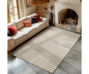 Carpetsale24 Alfombra Pasillera 60x110 cm Beige de Pelo Largo Diseño Bohemio escandinavo Efecto Relieve Shaggy Suave Acolchada Resistente Fácil de Limpiar Moderna para Dormitorio, Pasillo