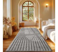 Carpetsale24 Alfombra Pasillera 60x110 cm Gris de Pelo Largo Diseño Scandi Boho Efecto Relieve Shaggy Suave Acolchada Resistente Fácil de Limpiar Moderna para Dormitorio, Pasillo