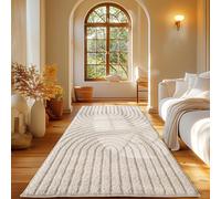 Carpetsale24 Alfombra Pasillera 80x250 cm Crema de Pelo Largo Diseño Scandi Boho Efecto Relieve Shaggy Suave Acolchada Resistente Fácil de Limpiar Moderna para Dormitorio, Pasillo