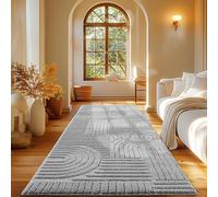 Carpetsale24 Alfombra Pasillera 80x250 cm Gris de Pelo Largo Diseño Bohemio escandinavo Efecto Relieve Shaggy Suave Acolchada Resistente Fácil de Limpiar Moderna para Dormitorio, Pasillo