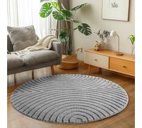 Carpetsale24 Alfombra Redonda 120 cm Gris de Pelo Largo Diseño Scandi Boho Efecto Relieve Shaggy Suave Acolchada Resistente Fácil de Limpiar Moderna para Mesa Auxiliar