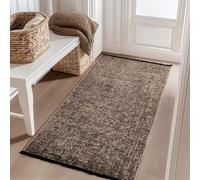 Carpetsale24, Alfombra Runner Algodón Chenille Marrón 80x150 cm Lavable, Estilo Boho, Vintage Kelim, Pelo Corto, Antideslizante, Suave, Monocromático Mélange, para Cocina, Dormitorio y Pasillo