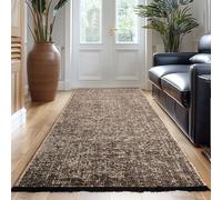 Carpetsale24, Alfombra Runner Algodón Chenille Marrón 80x250 cm Lavable, Estilo Boho, Vintage Kelim, Pelo Corto, Antideslizante, Suave, Monocromático Mélange, para Cocina, Dormitorio y Pasillo
