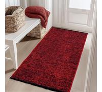 Carpetsale24, Alfombra Runner Algodón Chenille Rojo 80x150 cm Lavable, Estilo Boho, Vintage Kelim, Pelo Corto, Antideslizante, Suave, Monocromático Mélange, para Cocina, Dormitorio y Pasillo