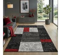 Carpetsale24 Alfombra Salon de Pelo Corto 140 x 200 cm Rojo-1 - Alfombras de Habitacion diseño a Cuadros Sala de Extrasuave - Moderna Alfombra Dormitorio, Alfombra Cocina, Tapete Sala