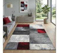 Carpetsale24 Alfombra Salon de Pelo Corto 140 x 200 cm Rojo-2 - Alfombras de Habitacion diseño a Cuadros Sala de Extrasuave - Moderna Alfombra Dormitorio, Alfombra Cocina, Tapete Sala