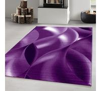 Carpetsale24 Alfombra Salon de Pelo Corto 160x230 cm Lila-2 - Alfombras de Habitacion diseño de Ondas abstractas Sala de Extrasuave - Moderna Alfombra Dormitorio, Alfombra Cocina, Tapete Sala