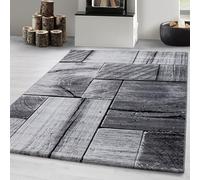 Carpetsale24 Alfombra Salon de Pelo Corto 160x230 cm Negro-5 - Alfombras de Habitacion diseño de Madera 3D Sala de Extrasuave - Moderna Alfombra Dormitorio, Alfombra Cocina, Tapete Sala