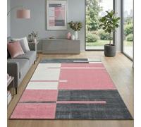 Carpetsale24 Alfombra Salon de Pelo Corto 160x230 cm Rosa-1 - Alfombras de Habitacion diseño a Cuadros Sala de Extrasuave - Moderna Alfombra Dormitorio, Alfombra Cocina, Tapete Sala