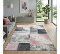 Carpetsale24 Alfombra Salon de Pelo Corto 160x230 cm Rosa-2 - Alfombras de Habitacion diseño a Cuadros Sala de Extrasuave - Moderna Alfombra Dormitorio, Alfombra Cocina, Tapete Sala