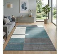 Carpetsale24 Alfombra Salon de Pelo Corto 240 x 340 cm Azul-1 - Alfombras de Habitacion diseño a Cuadros Sala de Extrasuave - Moderna Alfombra Dormitorio, Alfombra Cocina, Tapete Sala