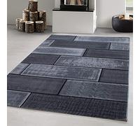 Carpetsale24 Alfombra Salon de Pelo Corto 240 x 340 cm Negro-3 - Alfombras de Habitacion diseño de Piedra Sala de Extrasuave - Moderna Alfombra Dormitorio, Alfombra Cocina, Tapete Sala