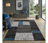 Carpetsale24 Alfombra Salon de Pelo Corto 240 x 340 cm Turquesa-1 - Alfombras de Habitacion diseño a Cuadros Sala de Extrasuave - Moderna Alfombra Dormitorio, Alfombra Cocina, Tapete Sala