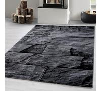 Carpetsale24 Alfombra Salon de Pelo Corto 80 x 150 cm Negro-4 - Alfombras de Habitacion diseño de Piedra Sala de Extrasuave - Moderna Alfombra Dormitorio, Alfombra Cocina, Tapete Sala