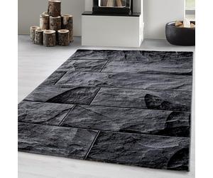 Carpetsale24 Alfombra Salon de Pelo Corto 80 x 150 cm Negro-4 - Alfombras de Habitacion diseño de Piedra Sala de Extrasuave - Moderna Alfombra Dormitorio, Alfombra Cocina, Tapete Sala