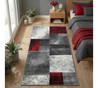 Carpetsale24 Alfombra Salon de Pelo Corto 80 x 150 cm Rojo-2 - Alfombras de Habitacion diseño a Cuadros Sala de Extrasuave - Moderna Alfombra Dormitorio, Alfombra Cocina, Tapete Sala