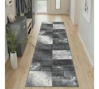 Carpetsale24 Alfombra Salon de Pelo Corto 80 x 300 cm Gris-2 - Alfombras de Habitacion diseño a Cuadros Sala de Extrasuave - Moderna Alfombra Dormitorio, Alfombra Cocina, Tapete Sala