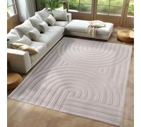 Carpetsale24 alfombrar Bohemio Escandinavo Unicolor Crema 140x200 cm, Decorativa, Suave y Fácil de Cuidar, Lavable, Efecto 3D, para Salón y Dormitorio