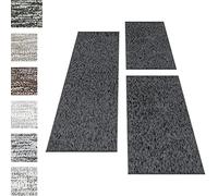 Carpettex Teppich Alfombras Juego de Pelo Corto Alfombra Dormitorio de 3 Partes, Color:Antracita, Juego de Cama:2 Piezas 60x100 + 1 Pieza 80x150