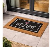 Carpido Felpudo Coco Welcome Heart Negro - Felpudo 40x60 cm - Antibacterias - Material Natural - 100% Coco