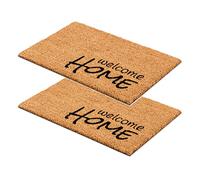 Carpido Felpudo Coco Welcome Home - Clean Run 40x60 cm Set de 2 - Para Puertas Interiores - Antibacteriano - Material Natural