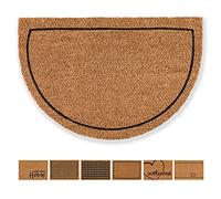 Carpido Felpudo con marco de coco, diseño semicircular, 40 x 60 cm, felpudo interior, antibacteriano, material natural