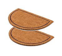 Carpido Felpudo con marco de coco semicircular, 40 x 60 cm, juego de 2 unidades, felpudos interiores y antibacterianos, material natural