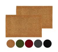 Carpido Felpudo de Coco Antideslizante - Felpudo Antibacteriano para Zonas Exteriores Cubiertas - Fibra Natural sostenible - 100% Coco - Juego de 2 Natural 40x60 cm