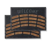 Carpido Felpudo de Exterior Antideslizante de Caucho y Coco - Felpudo de Puerta 40x60 cm en Set de 2 para Uso Exterior - Welcome Felpudo de Caucho y Coco Resistente a la Intemperie y Robusto