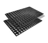 Carpido Felpudo de goma negro, antideslizante, para puerta, 80 x 120 cm, juego de 2 unidades, resistente, para exteriores, atrapa la suciedad
