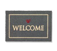 Carpido Felpudo Welcome Negro - 40x60 cm - Entrada Antibacteriano de Coco Con Soporte de Vinilo - Material Natural