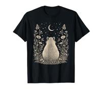 Carpincho Bajo La Luna Naturaleza Botánica Ilustración Camiseta