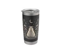 Carpincho Bajo La Luna Naturaleza Botánica Ilustración Vaso térmico de acero inoxidable de doble pared