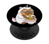 Carpincho Unicornio Comiendo Ramen Arco Iris Orgullo Kawaii PopSockets PopGrip Adhesivo