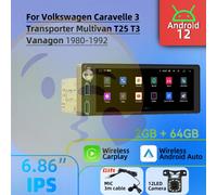 Carplay 6,86 "Multimedia 1Din Android Radio de coche para VW Volkswagen Caravelle 3 Transporter Multivan T25 T3 Vanagon 1980-1992 GPS S3