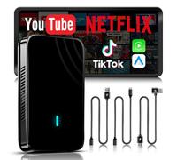 Carplay Adaptador inalámbrico, AI Box Carplay soporta tarjeta Netflix/YouTube/TF, adaptador Magic Box de 2 GB + 16 GB, Plug & Play, Drivechat con habilidades de IA, WiFi dual, Bluetooth, se adapta a