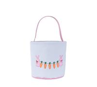 CarpNettore Cesta de Pascua de Lona Conejo Carro Zanahoria Bordado Bolsa Tote Resistente Reutilizable Asa Cómoda Gran Espacio para Búsqueda de Huevos Presentes para Niños Decoración