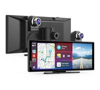 Carpuride Sistema Inalámbrico Portátil Carplay y Android Auto con Cám de Tablero - W125A Pantalla IPS HD de 11.26",Cám Frontal 4K + Cám Trasera 1080P,Grabación en Bucle,Audio Bluetooth,GPS,Siri,Música