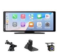 Carpuride V92R - Pantalla portátil Carplay inalámbrica y Android Auto, 10.26 Pulgadas 1080P HD Pantalla táctil Radio con cámara de Respaldo Real 720P/BT 5.0/Mirror Link Compatible con Montaje en