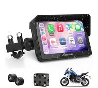 Carpuride W502TPRO para Motocicleta con CarPlay, Android Auto, TPMS y Bluetooth Dual. Pantalla GPS Impermeable de 5 Pulgadas para Motocicleta, intercomunicador, Sensor de luz, brújula y barómetro.
