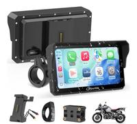 Carpuride W602S Pro Moto Carplay Pantalla con Carga Bidireccional & BM05 | Inalámbrico CarPlay y Android Auto, 6,25" Impermeable Táctil Pantalla, OTA, Dual Bluetooth, Intercom, Controlador con Cable.