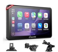 Carpuride W701 Pro Autoestéreo Portátil con Transmisión Inalámbrica Bluetooth, Compatible con Carplay y Android Auto, Pantalla Táctil de 7 Pulgadas 1080p, Mirror Link/GPS/Siri/FM, Incluye 3 Soportes