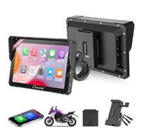 CARPURIDE W702RS Pro Motocicleta Carplay Pantalla con Radar BSD y BM05 Soporte, Inalámbrico CarPlay y Android Auto, 7" Impermeable Táctilpantalla, Intercomunicador, Dual Bluetooth, Cable Controlador.