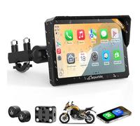 Carpuride W702T Pro Motocicleta Carplay Pantalla con TPMS Sistema, Inalámbrico CarPlay y Android Auto, 7" Impermeable Táctilpantalla, Dual Bluetooth, Intercomunicador Función, Nav, Brújula, Barómetro.
