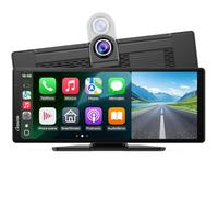 Carpuride W903 Carplay y Android Auto inalámbricos Portátiles con Cámara para Salpicadero 4K - Pantalla IPS HD de 9,3", Grabación en Bucle, Bluetooth, Mirror Link, GPS, Siri, Montaje en Salpicadero