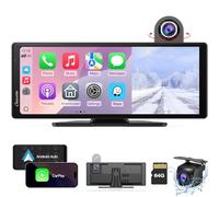 Carpuride W904=904-L Carplay & Android Auto con Dash CAM - Pantalla táctil IPS HD de 10" para Coche, cámara Frontal 4K y Trasera 1080P, grabación en Bucle, Audio Bluetooth, Mirror Link, GPS, Siri