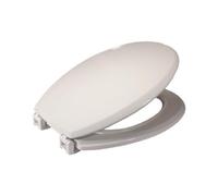 Carrara Matta en el cañón y estructura de madera moldeada asiento para inodoro con bisagras de plástico regulables-blanco